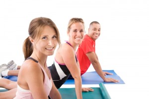 group doing yoga